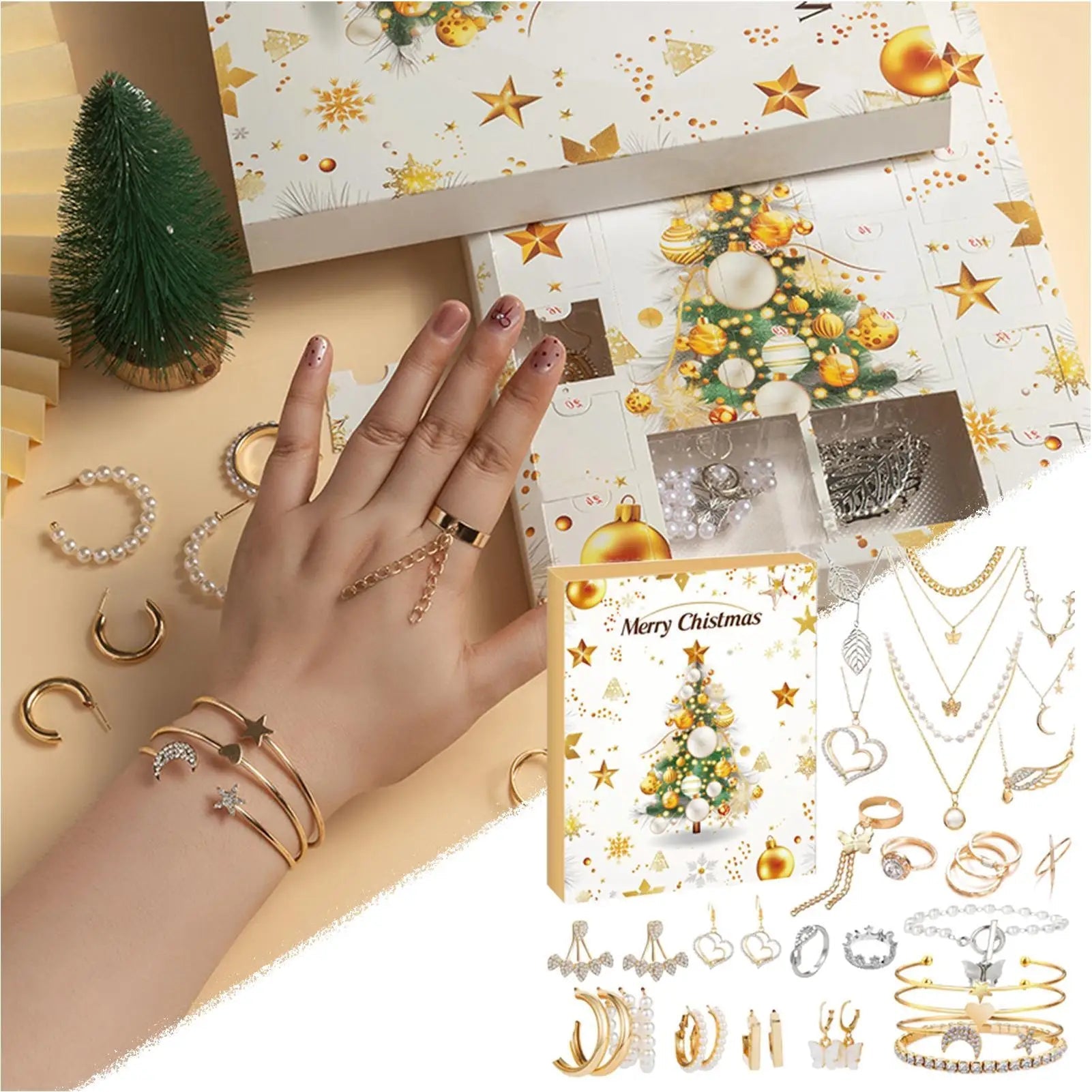 Jewelry Advent Calendar 2025 24 Day Countdown To Christmas Calendar Trendy Jewelry Set For Adult Women Teen Girls Party Gifts Good Vibrations