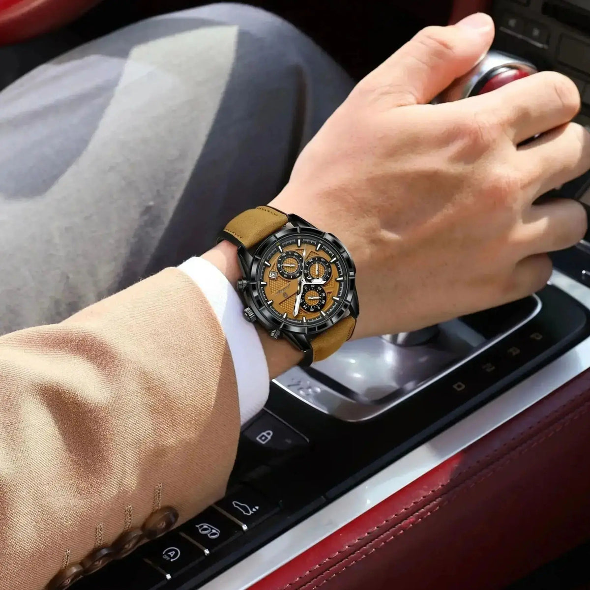 POEDAGAR Luxury Top Men Wristwatch Quartz Original Leather Men's Watches Date Chronograph Waterproof Luminous Man Watch Male+Box Good Vibrations