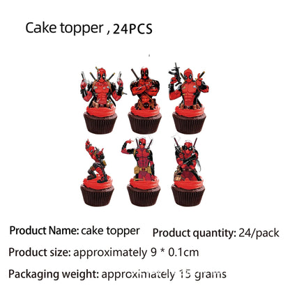 Superhero Deadpool Birthday Party Decor Disposable Tableware Plate Tablecloth Cake Topper Banner Wolverine Boy Kid Party Supplie Good Vibrations