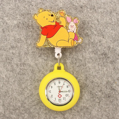 Cute Friends Pig Bear Blue Mouse Style Pocket Watch Retractable And With Clip For Men And Women Good Vibrations