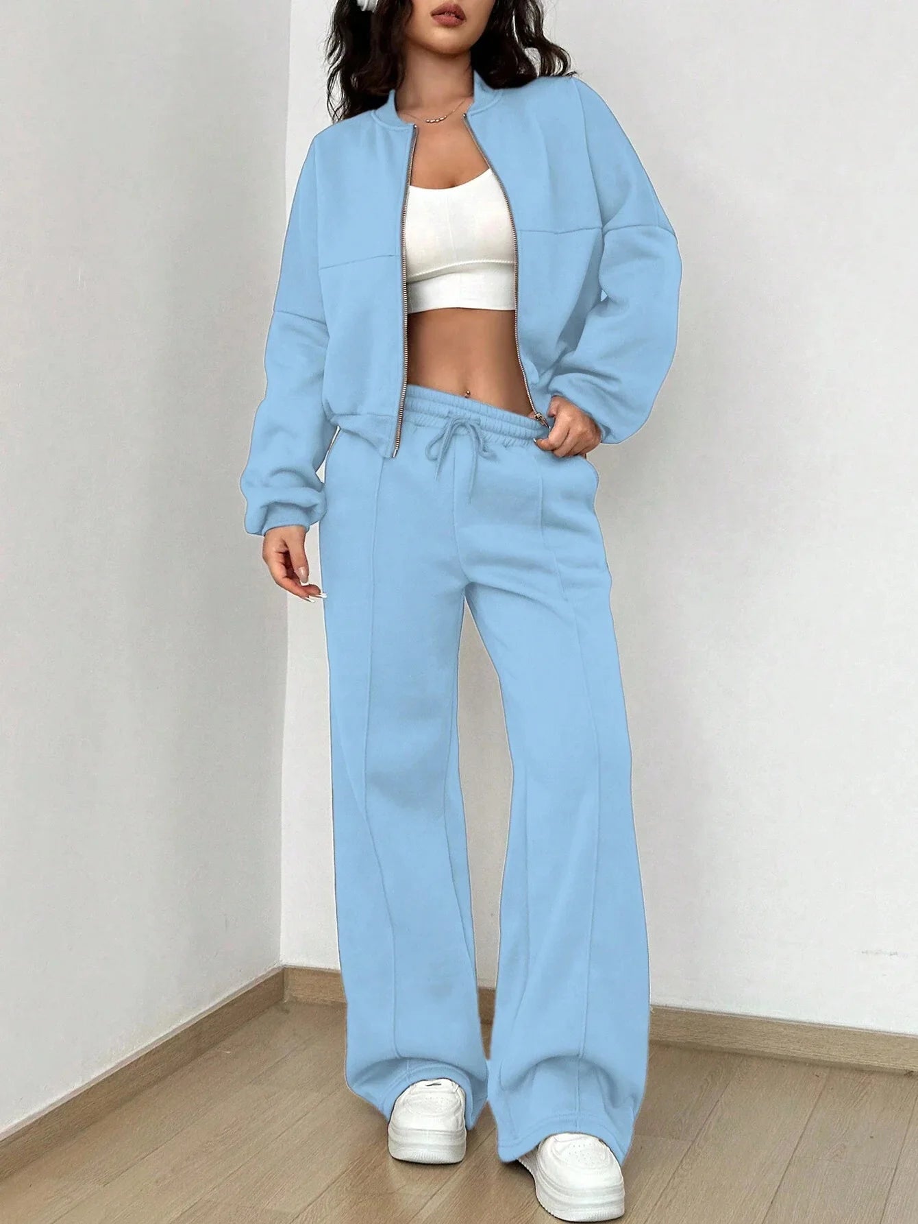 2026 New Women's Hoodie Set Casual Two Piece Sweatshirt Outfit  European Style Lounge Set Good Vibrations