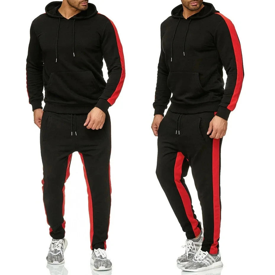 Men's 2 Piece Tracksuit Color Block Sweatsuit Stripes Casual Winter Long Sleeve Warm Moisture Wicking Breathable Sportswear Suit Good Vibrations