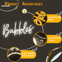 Bubbles LED Neon Sign Light,Bubbles Light, Champagne Wall Party Decor, For Wedding Backdrop Birthday Christmas Party Decor Good Vibrations