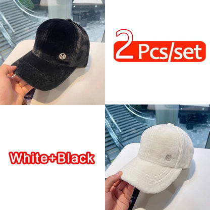 M Versatile Baseball Cap Blended Cap Brand Female Autumn And Winter All Match Plush Hat Suitable For Face Big Baseball Caps Good Vibrations