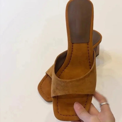 High Heels Women 2026 New French Sexy Open Toe High Heel Sandals and Slippers Square Toe Slippers Good Vibrations