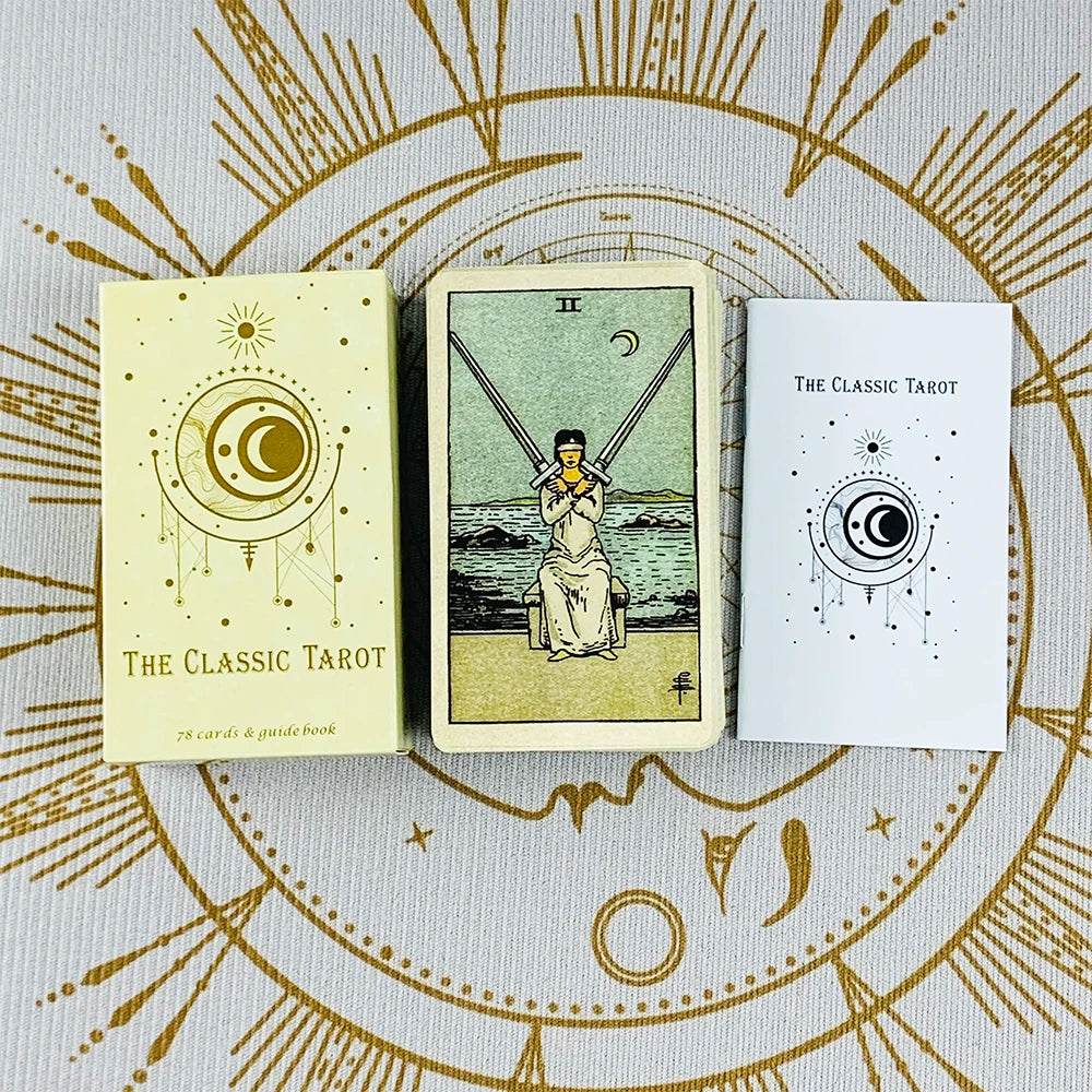 The Classic Tarot Cards Deck A 78Pcs With Paper instruction manual For Easy Beginners, Fate Fortune Divination Party Board Game Good Vibrations