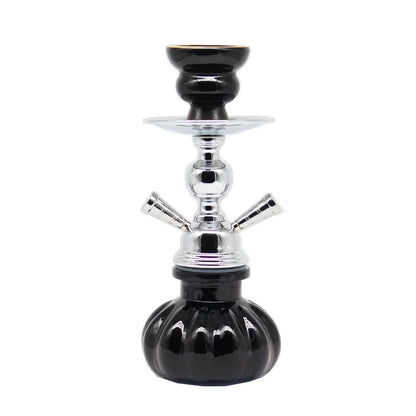 Small glass shisha pipe hookah set with single hose, glass material.
