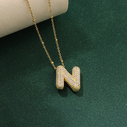 New Luxury Zircon Crystal 26 English Letters Stainless Steel Necklaces For Women Trendy Female Choker Chain Jewelry Wholesale Good Vibrations