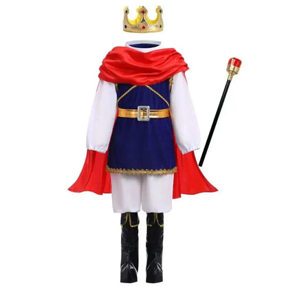 7 Pieces Boys King Carnival Costume Medieval Royal Prince Full Set Outfits for Halloween Birthday Party Fancy Dress Up Good Vibrations
