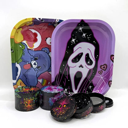 Metal 18X14CM Metal Rolling Maker Tray Kit with 2inch 50MM Smoke Herb Grinder Tobacco Set Spice Herb Tool Gift Good Vibrations Adult Super Store