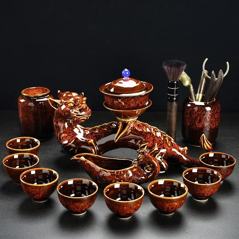 Porcelain Gaiwan Chinese Tea Set Complete Set Puer Chinese Portable Tea Set Luxury Vintage  Tea Ceremony Good Vibrations