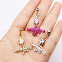 Belly Button rings Gun Dangle navel Ring clear Gem belly button Ring Body piercing Jewelry belly piercing for women Good Vibrations Adult Super Store