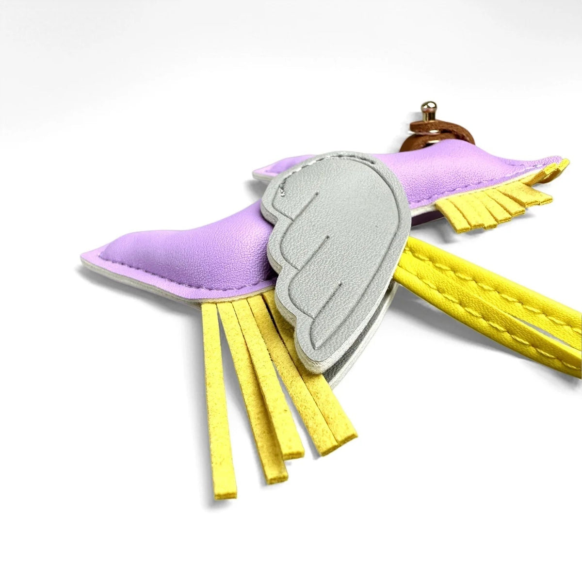 Elegant Winged Pony Keychain with Detachable Mouth Strap | Hand-Stitched Premium PU Leather Bag Charm with Plush Filling, Gift Good Vibrations