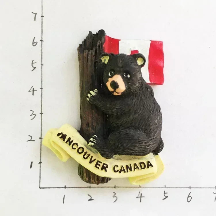 USA Alaska Bear Kawaii Fridge Magnets Tourism Souvenir British Canada Bear Refrigerator Magnetic Stickers Cute Magnet Decor Gift Good Vibrations