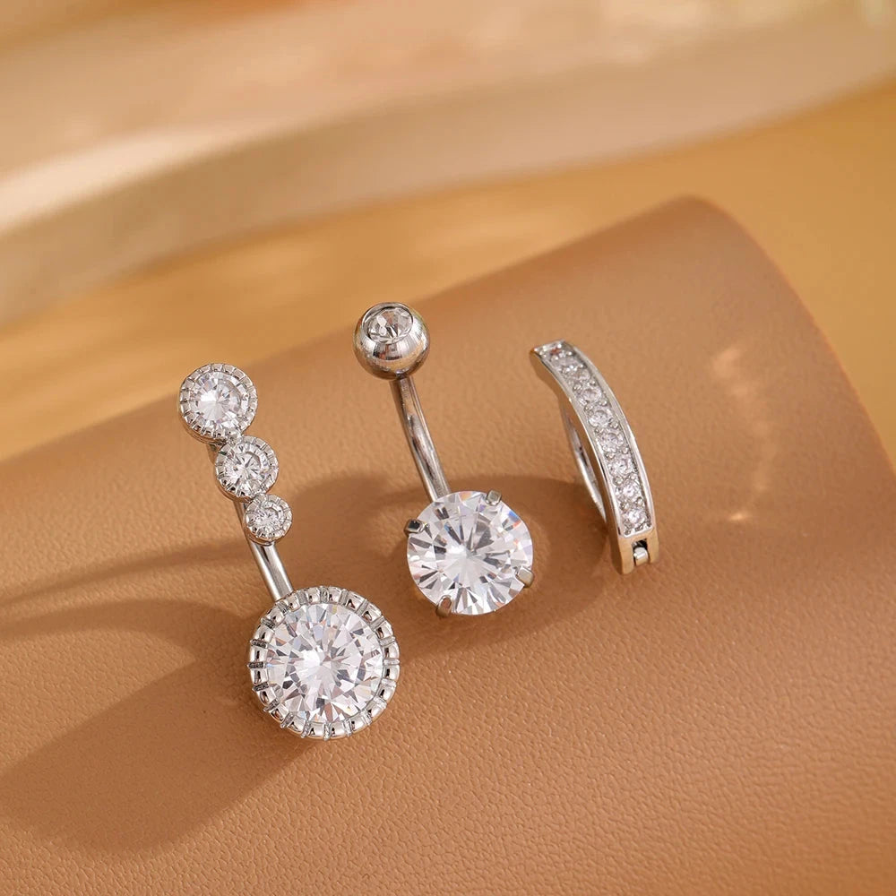 3pcs Gold Color Heart Butterfly Dangled Belly Piercing Sets 14G Stainlees Steel Navel Jewelry for Women Girls Body Belly Rings Good Vibrations Adult Super Store