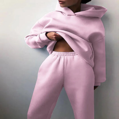 Women Two Piece Sets Tracksuit 2022 Autumn Casual Solid Long Sleeve Hoodie Sweatshirts Female Fashion Oversized Trouser Suits Good Vibrations