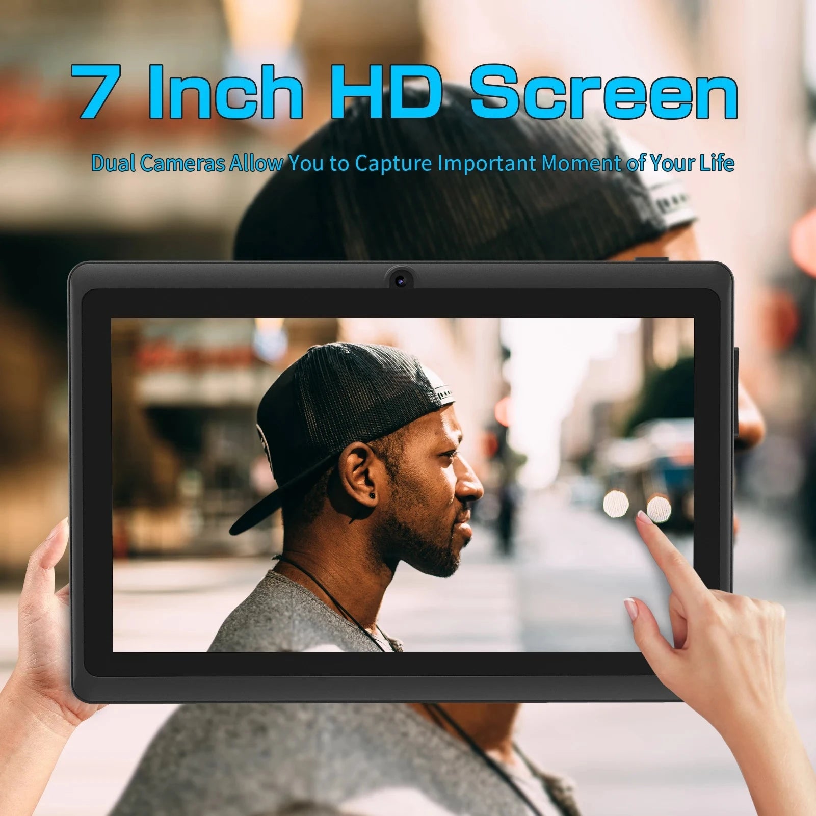 Pritom 7 Inch Tablet PC, Android 13 Quad Core, 4GB(2+2GB Virtual) RAM 32GB ROM, WiFi, Dual Camera, USB C, with Leather Case Good Vibrations