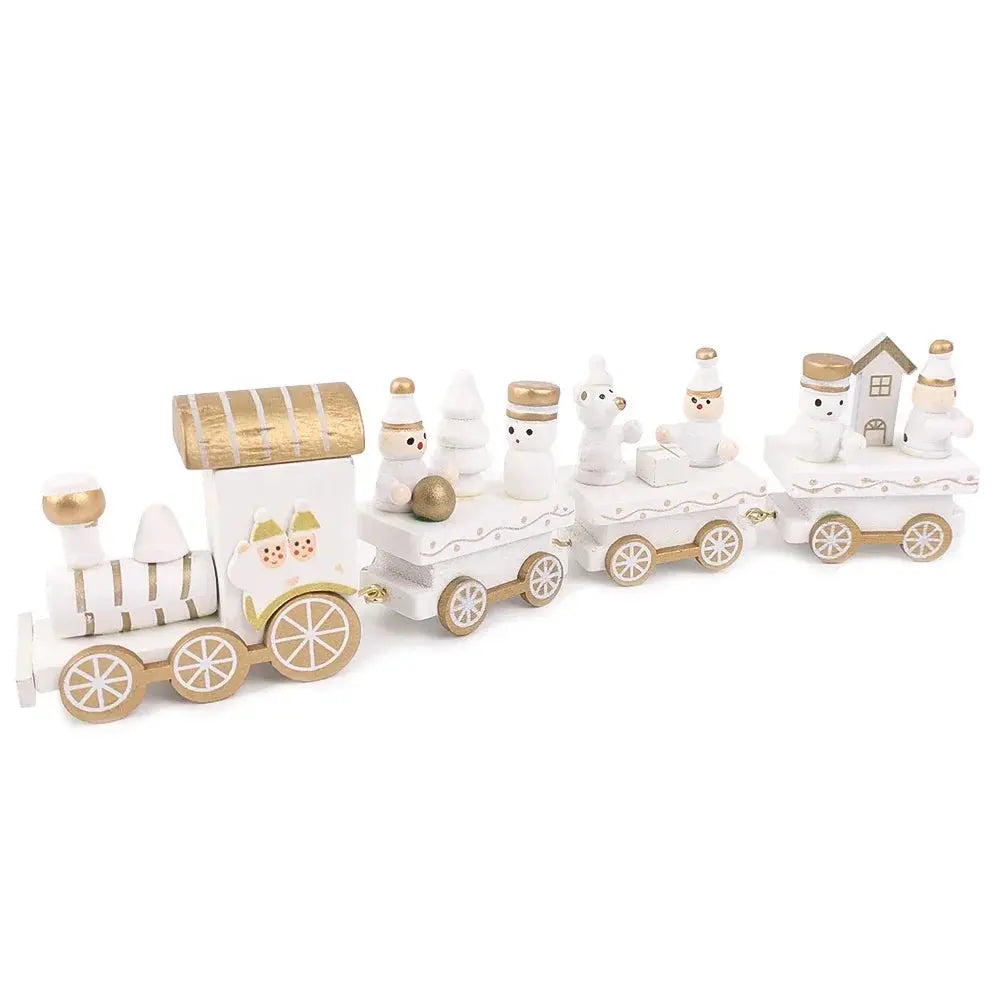 Christmas Train Painted Wooden Plastic  Mini Christmas Tree Train Christmas Decorations Festival Party Xmas Table Top Ornament Good Vibrations