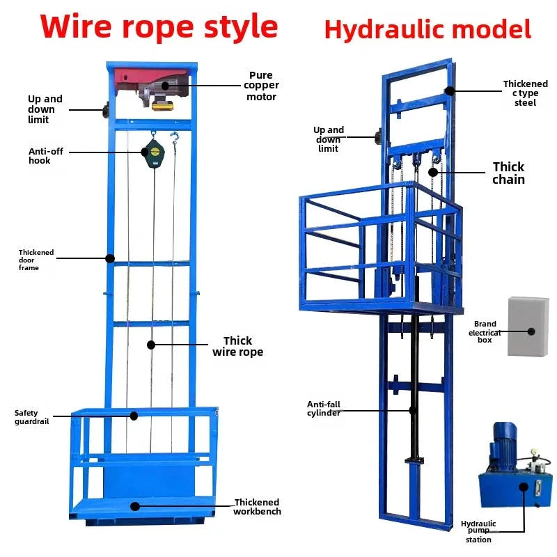 Hydraulic Lift Freight Elevator Small Lift Household Electric Platform Lift Customized Double Track Workshop Lifting Platform Good Vibrations