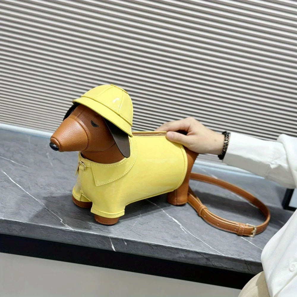 2025 new doll bag creative cute and funny hunting dog shaped contrasting color design sense niche single shoulder crossbody bag Good Vibrations