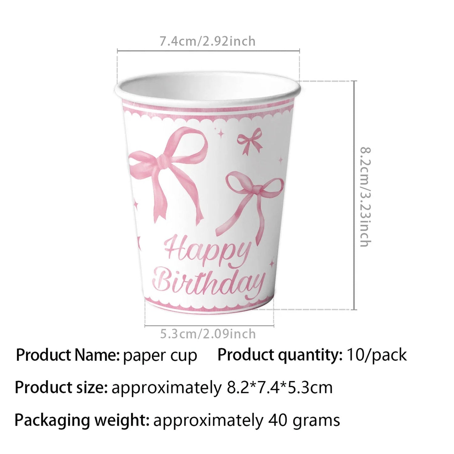 Pink Bow Tie Disposable Tableware Birthday Party Supplies Festival Tableware Pink Pattern Plate Mat Disposable Paper Cups Knive Good Vibrations