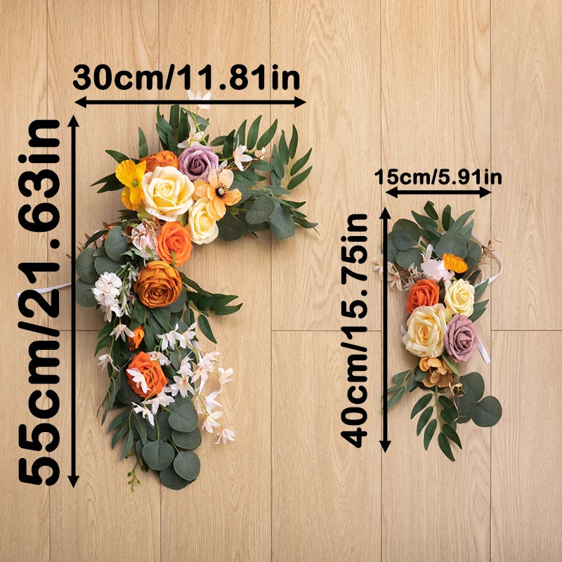 2pc Rose Artificial Flower Wedding Arch Flower Arrangement Country Wedding Ceremony Floral Garland Reception Backdrop Decoration Good Vibrations