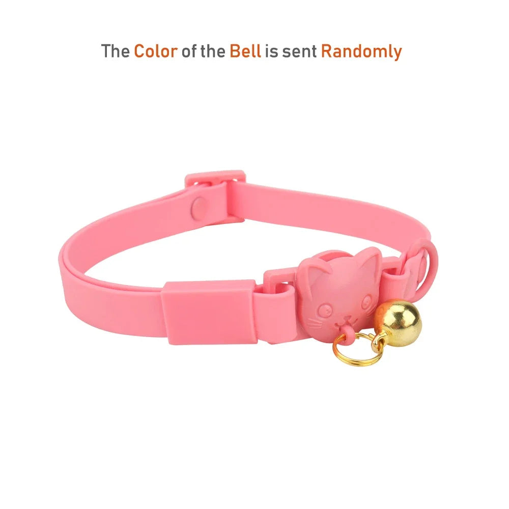 Pet Cat Bell Collar Dog Necklace PVC Waterproof Adjustable Kitten Candy Color Collar Festival Grooming Decorate Pet Supplies - Good Vibrations
