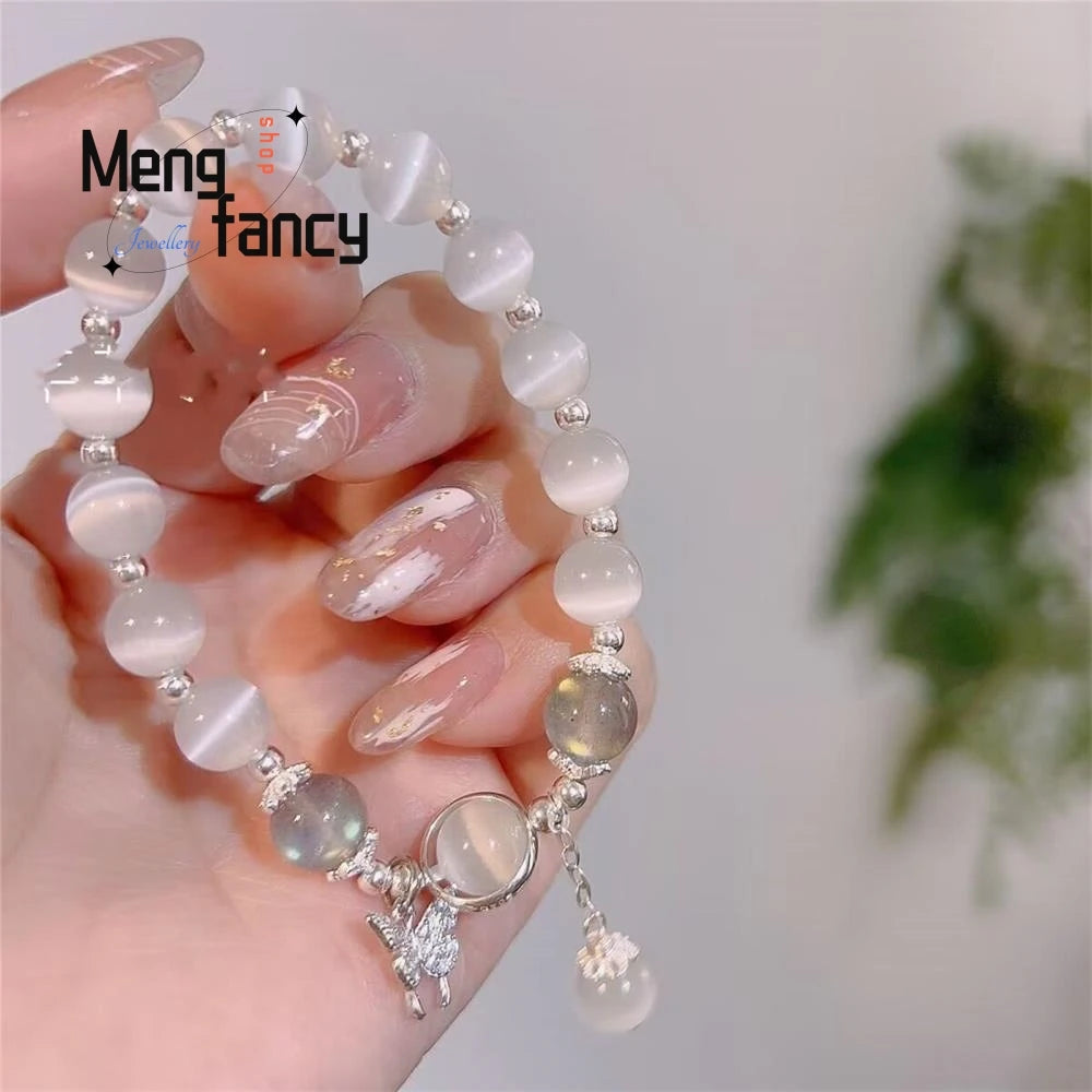 Natural Cat's Eye Butterfly Bracelet Personalized Exquisite Elegant Sexy Young Girls Fashion Jewelry Best Selling Holiday Gift Good Vibrations