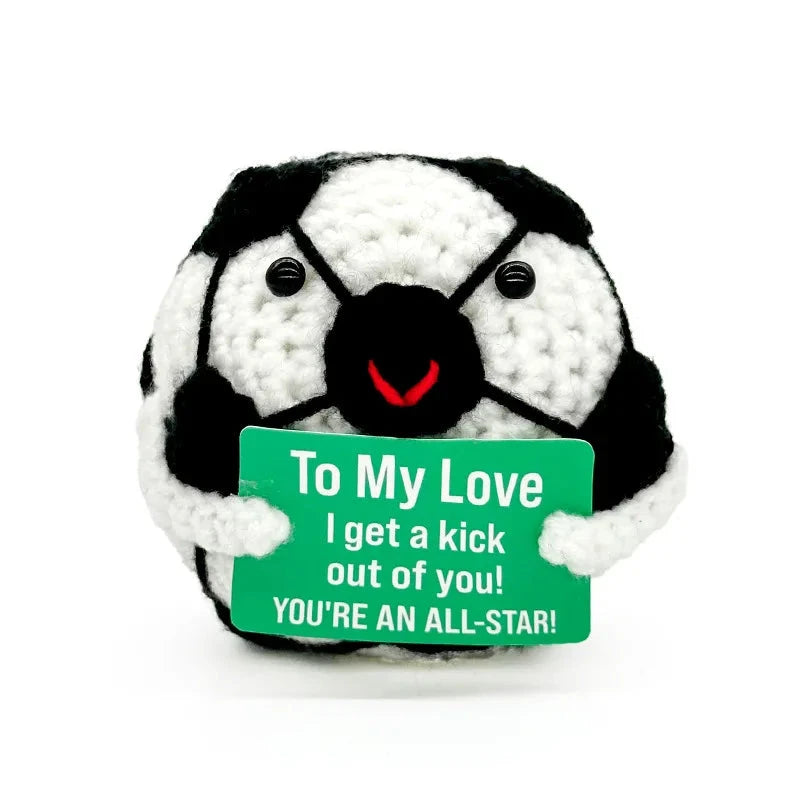 Funny Positive Baseball Hug Pocket Hug Mini Handmade Knitted Doll Cute Desktop Decoration Birthday Holiday Gift Home Decoration Good Vibrations