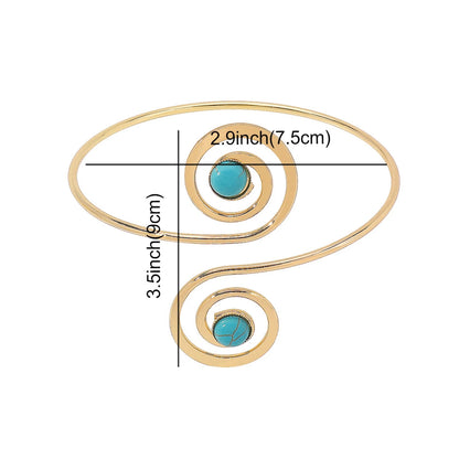 Arm Bracelet Women Arm Accessory Ethnic Style Faux Turquoise Adjustable Shape Armlet Jewelry Jewellery Woman Bracelets Good Vibrations