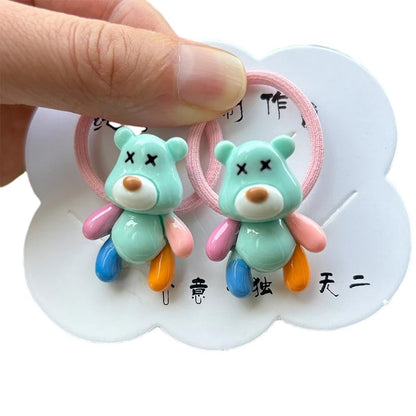 2PCS New Red Cartoon Lovely Cream Bear Girls Kids Elastic Hair Bands Princess Hair Accessories Children Hair Ties Baby Headwear Good Vibrations
