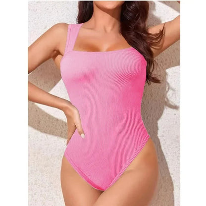 Women Sleeveless Knit Bodysuit Summer Sexy Bodycon Off Shoulder Jumpsuits Casual Bodice Stretchy Street Style Short Jumpsuits Good Vibrations