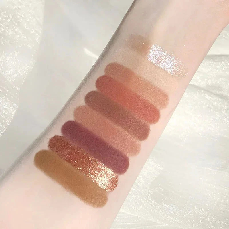 9Colors Glitter Eyeshadow Palette Smoke Purple Lace Shimmer Pearlescent Matte Acrylic Eye Shadows Palette Waterproof Eye Make Up Good Vibrations