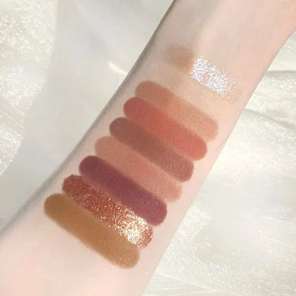 9Colors Glitter Eyeshadow Palette Smoke Purple Lace Shimmer Pearlescent Matte Acrylic Eye Shadows Palette Waterproof Eye Make Up Good Vibrations