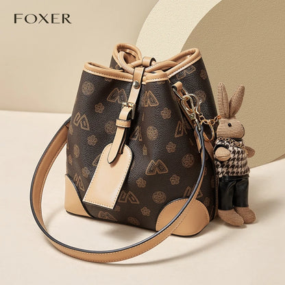 FOXER Women Small Fashion Crossbody Bag Bucket Shoulder Handbag Purse for Lady Gift for Wife Girlfriend Good Vibrations