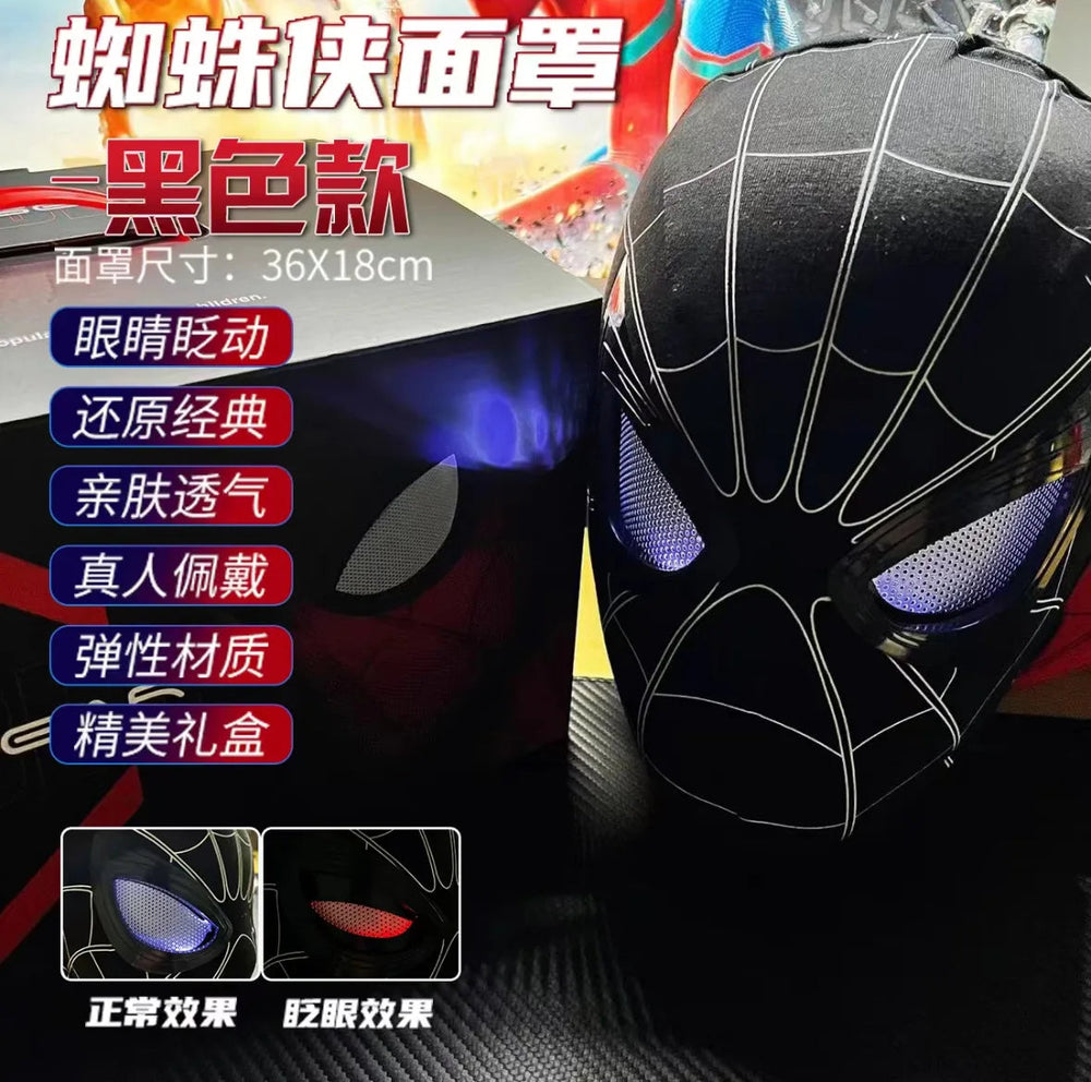 Spider Man Telecontrol Blink Masks Cosplay Helmet Moving Eyes Model Party Props Elastic Toys Adults Kids Halloween Christma Gift Good Vibrations