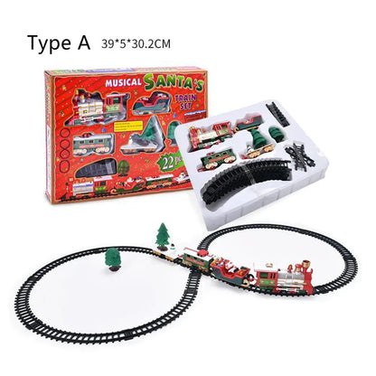 Christmas Tree Train Set - Electric Locomotive with Lights & Sounds for Toddlers, Complete Track & Carriages Holiday Decor Good Vibrations