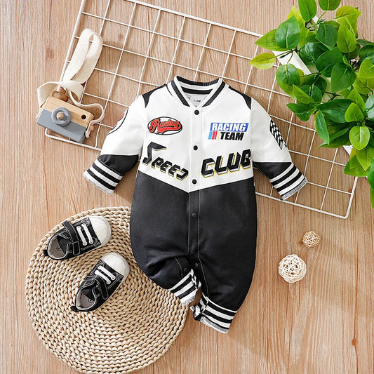 Baby Design Racing Suit Jumpsuit Cool Long Sleeved Outdoor Outfit Newborn Spring And Autumn Outfit Good Vibrations