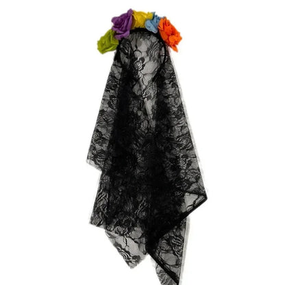 Halloween Black Veil Decoration Halloween Simulation Flower Headband Wedding The Dead Costume Cosplay Party Headwear Accessories Good Vibrations