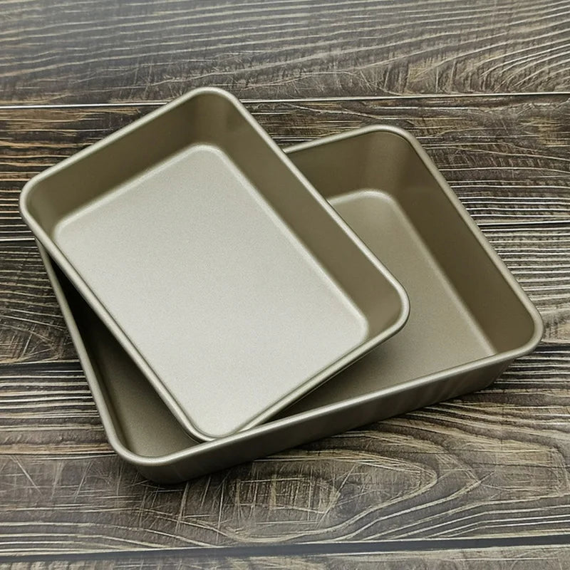Bakeware Nonstick Bottom Rectangular Cake Pan Multipurpose Quick Release Cake Bread Toast Baking Pan Multiple Sizes Even Heating Good Vibrations