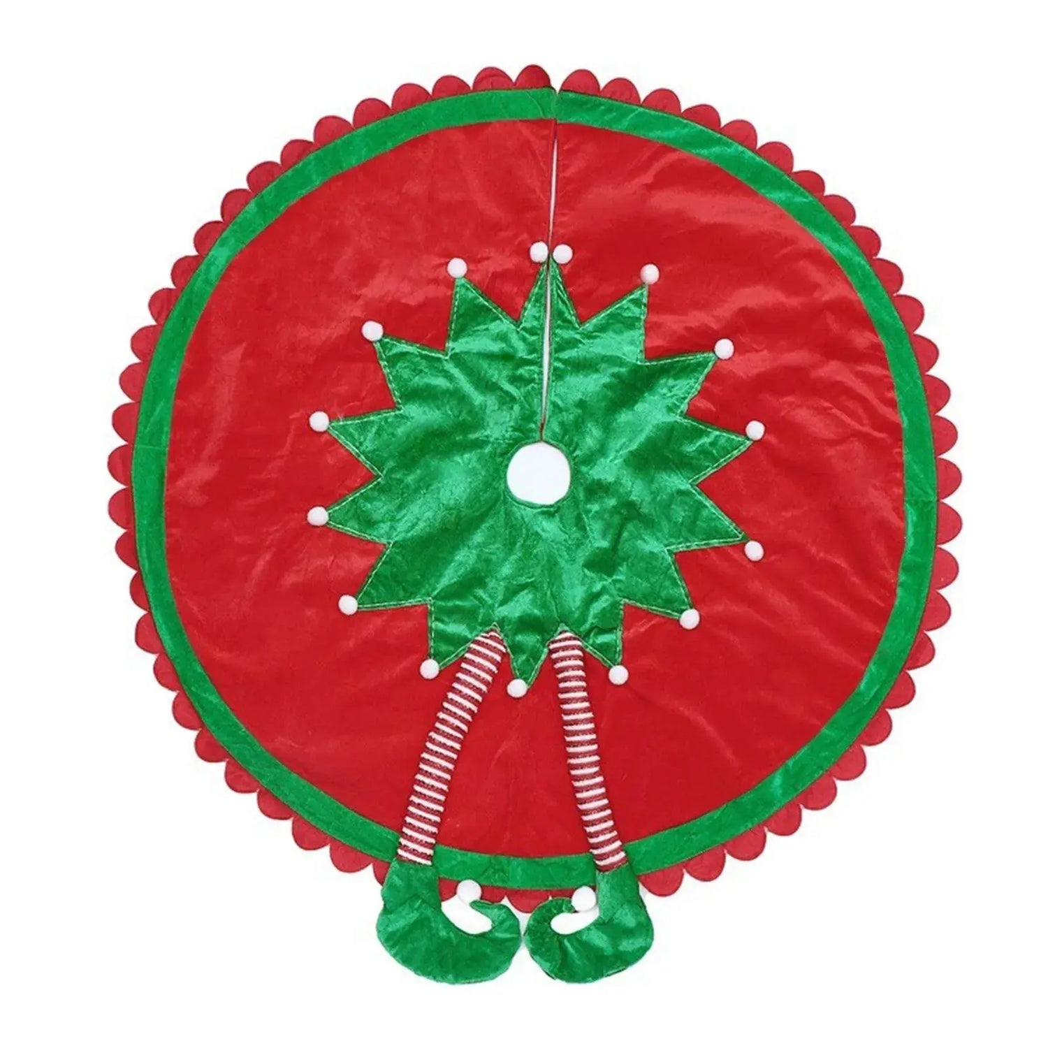 Christmas Tree Skirt 3D Elf Mat XmasTree Skirts Indoor Outdoor Tree Foot Cover Winter Holiday Party Decorations for Home Good Vibrations