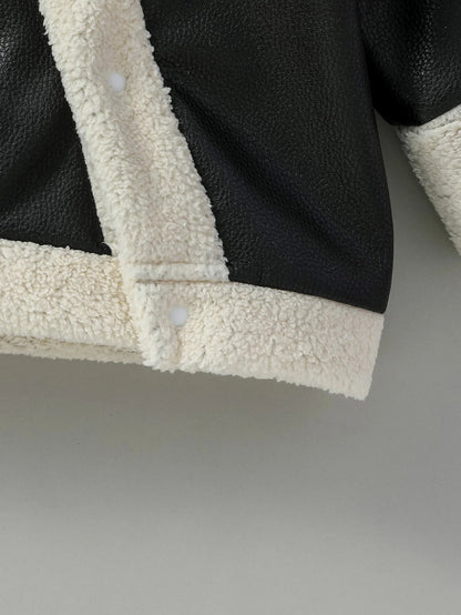 2024 Baby Boys Black Leather Coats Winter Fashion Turn-down Collar Jackets Thick Warm Outerwear Children Clothes For 3M-3Y Good Vibrations