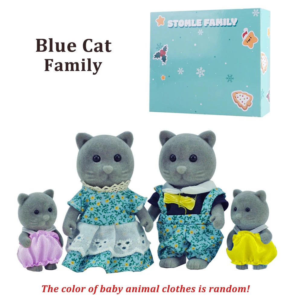 Box Packing Forest Family Reindeer Bunny Panda Animal Simulation Dollhouse Playset Play House Toy Accessories Xmas Gift for kids Good Vibrations