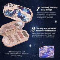 Flower Knows Moonlight Mermaid Eyeshadow Delicate Matte Glow Shimmer Chameleon Waterproof 5 Color Glitter Eye Shadow Palette Good Vibrations