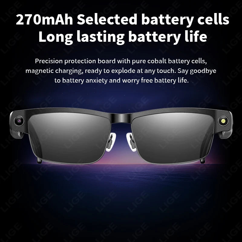 Sunglasses Smart Glasses 8 Million Pixels Recording Videos AI Photo Recognition Answer Translation 270mAh Bluetooth Glasses New Good Vibrations