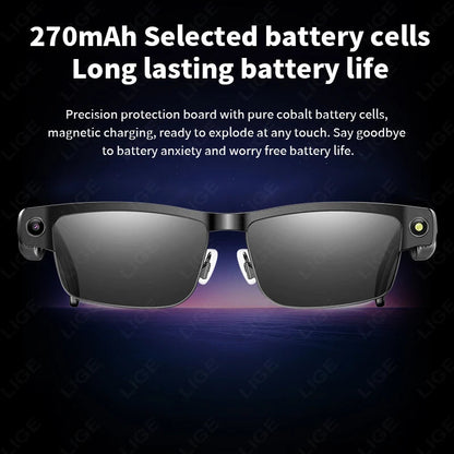 Sunglasses Smart Glasses 8 Million Pixels Recording Videos AI Photo Recognition Answer Translation 270mAh Bluetooth Glasses New Good Vibrations