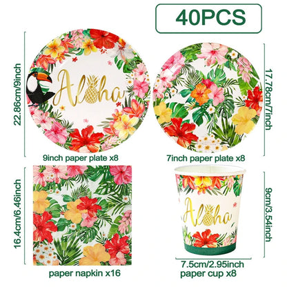 Hawaii Tableware Hawaiian Party Decoration Adults Aloha Luau Paper Plates Napkins Tropical Beach Hawaii Birthday Party Supplies Good Vibrations