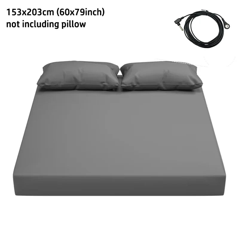 Grounding Sheet for Better Sleep - Cotton and Silver Conductive Fitted Sheet with Grounding Cord, Machine Washable for Twin Good Vibrations