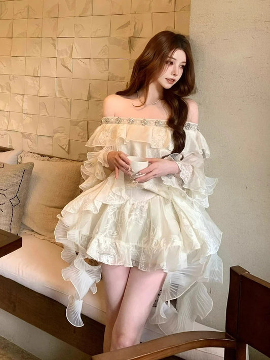 Vintage Sets Women Casual Y2k Crop Top Blouse + Mini Skirts Elegant 2 Piece Sets Female Korean Fashion Evening Party Outfits Good Vibrations