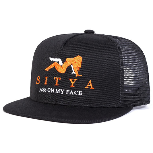 Unisex SITYA Letter Embroidery Hip-hop Net Hats Spring Summer Adjustable Casual Snapback Baseball Caps Outdoor Sunscreen Hat Good Vibrations